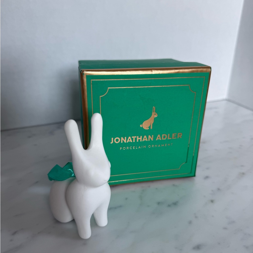 Jonathan Adler Matte White Porcelain Rabbit Christmas Ornament
